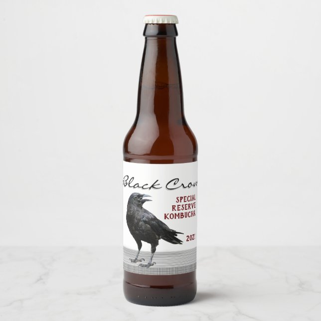 Black Crow Beverage Label, Editable Beer Bottle Label (Front)