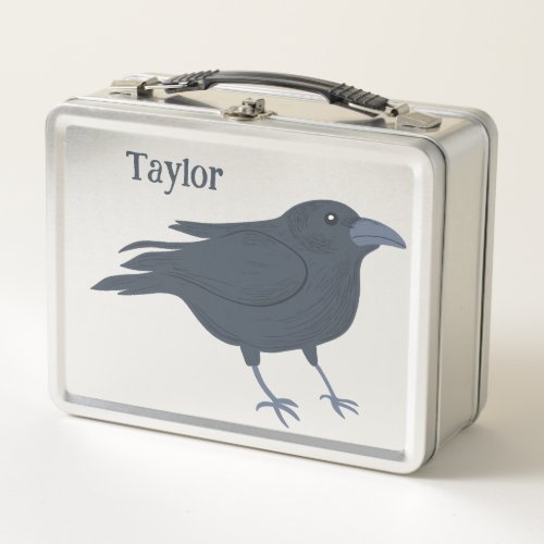 Black Crow Bird Illustration Personalized Metal Lunch Box