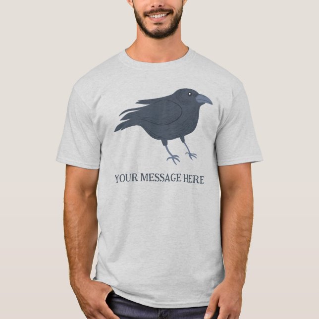 Black Crow Bird Illustration Personalized T-Shirt (Front)