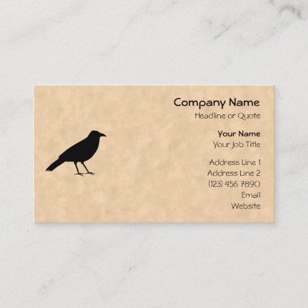 Black Crow Bird On A Parchment Pattern. Business Card