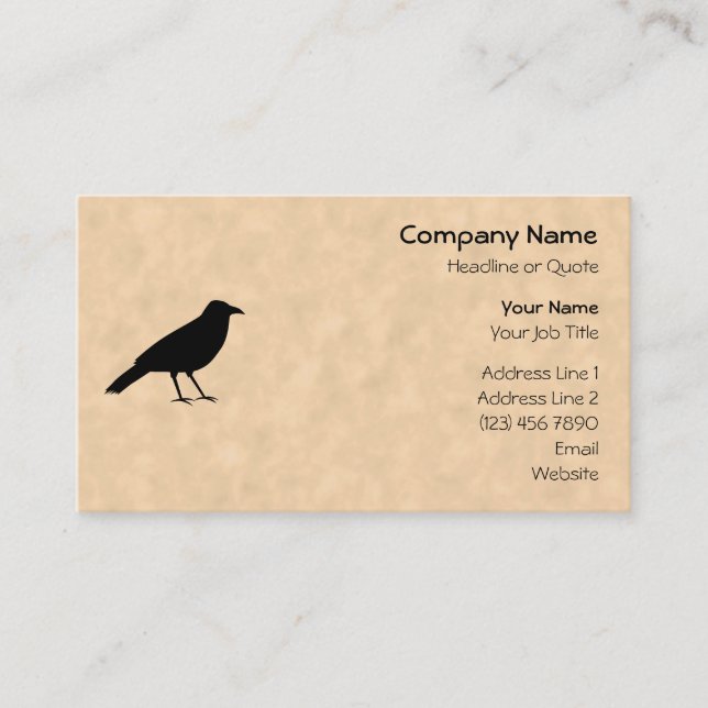 Black Crow Bird on a Parchment Pattern. Business Card (Front)