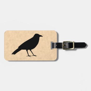 Black Crow Bird On A Parchment Pattern. Luggage Tag by Animal_Art_By_Ali at Zazzle