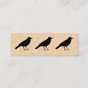 Black Crow Bird On A Parchment Pattern. Mini Business Card by Animal_Art_By_Ali at Zazzle