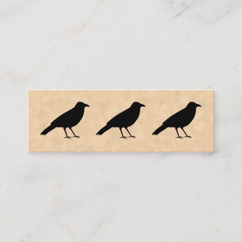 Black Crow Bird on a Parchment Pattern Mini Business Card