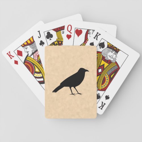 Black Crow Bird on a Parchment Pattern Poker Cards