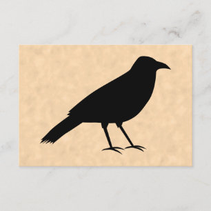Black Crow Bird on a Parchment Pattern. RSVP Card