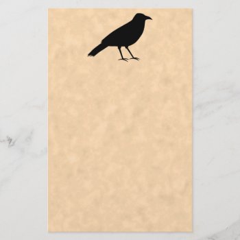 Black Crow Bird On A Parchment Pattern. Stationery by Animal_Art_By_Ali at Zazzle