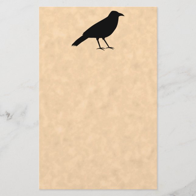 Black Crow Bird on a Parchment Pattern. Stationery (Front)