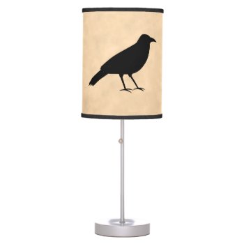 Black Crow Bird On A Parchment Pattern. Table Lamp by Animal_Art_By_Ali at Zazzle