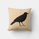 Black Crow Bird On A Parchment Pattern. Throw Pillow at Zazzle