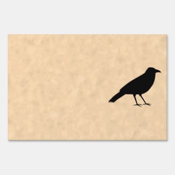 Black Crow Bird On A Parchment Pattern. Yard Sign by Animal_Art_By_Ali at Zazzle