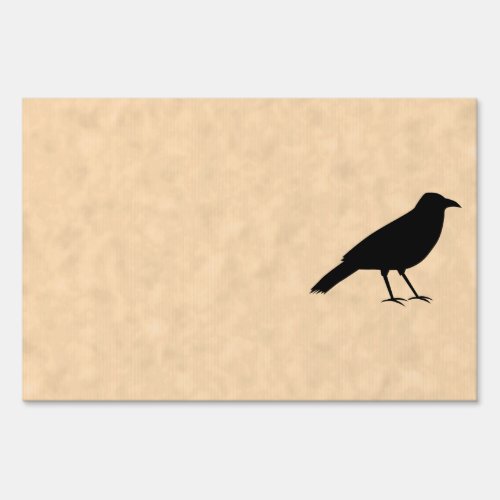 Black Crow Bird on a Parchment Pattern Yard Sign