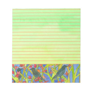 Black Crow Birds Autumn Leaves Lined Notepad