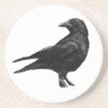Black Crow coaster<br><div class="desc">I met the black crow featured in these designs three years ago when I was travelling in France. The crow lived in Paris, more specifically in the park by the Eiffel Tower. I love black crows. They are rare in my country, but for some reason there are lots of them...</div>
