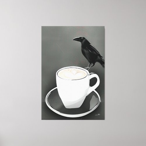 Black Crow Coffee House Advertising Signed Art Canvas Print