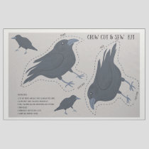 Black Crow Cut and Sew Cushion Plushie Fabric