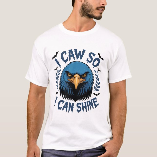 Black Crow F, Caw F, Funny Bird Dance Cool Present T-Shirt (Front)