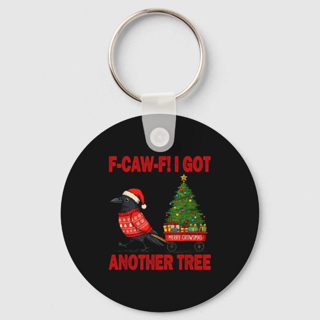Black Crow F-caw-f Funny Bird Merry Crowstmas Adul Keychain (Front)