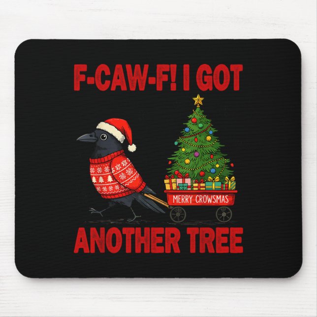 Black Crow F-caw-f Funny Bird Merry Crowstmas Adul Mouse Pad (Front)