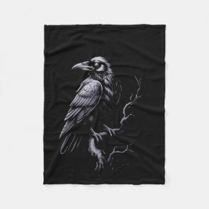 Black Crow, F-caw-f Funny Black Bird Fleece Blanket