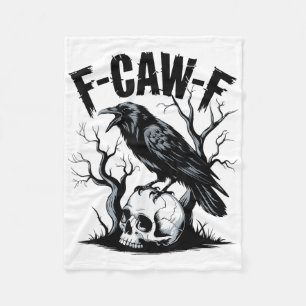 Black Crow, F-caw-f Funny Black Bird Fleece Blanket