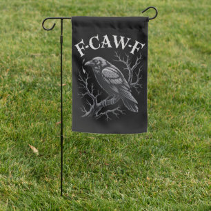 Black Crow F-Caw-F Funny Black Bird Moon Gothic Garden Flag