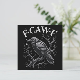 Black Crow F-Caw-F Funny Black Bird Moon Gothic Invitation