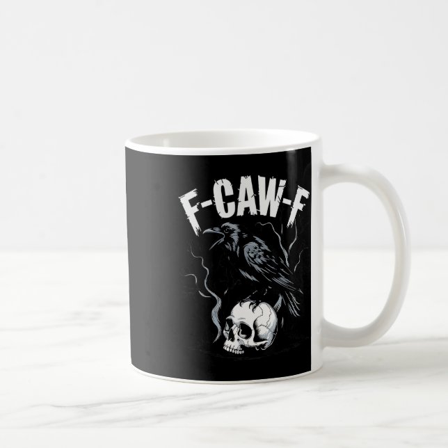 Black Crow F-caw-f Funny Black Bird Skull Adult Hu Coffee Mug (Right)