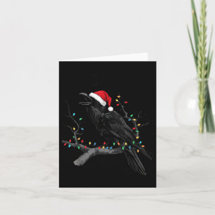 Black Crow, F-caw-f Funny Christmas Raven Santa Ha Card