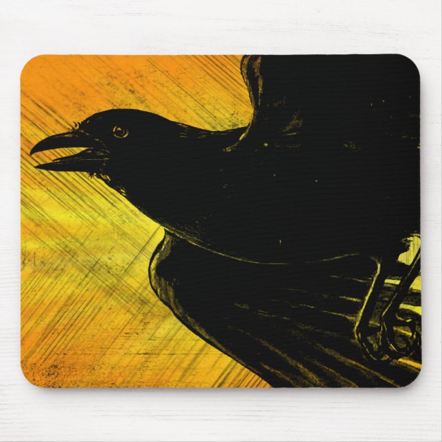Black Crow Grunge Mouse Pad (Front)