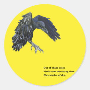 Black Crow & Haiku Illustration  Classic Round Sticker