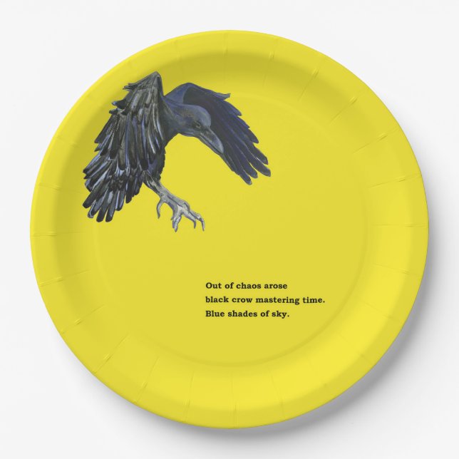 Black Crow & Haiku  Paper Plates (Front)