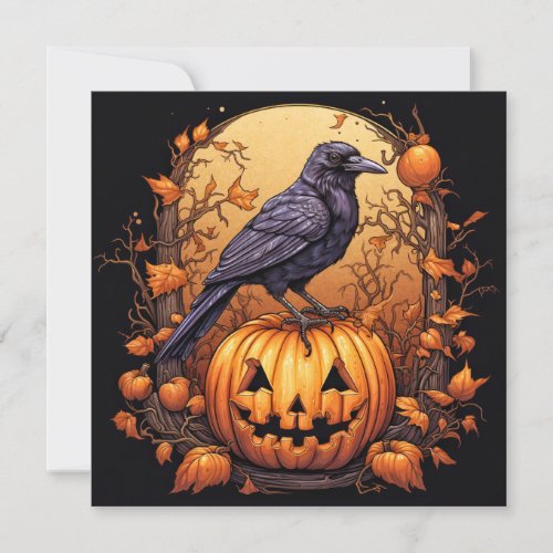 Black Crow Happy Halloween Card