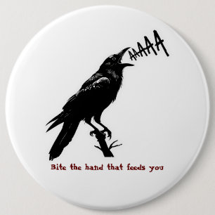 Black Crow Illustration - Gothic Style Art Design Button