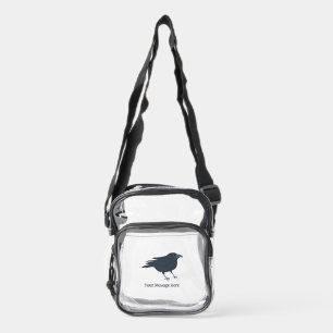 Black Crow Illustrations Custom Message Clear Crossbody Bag