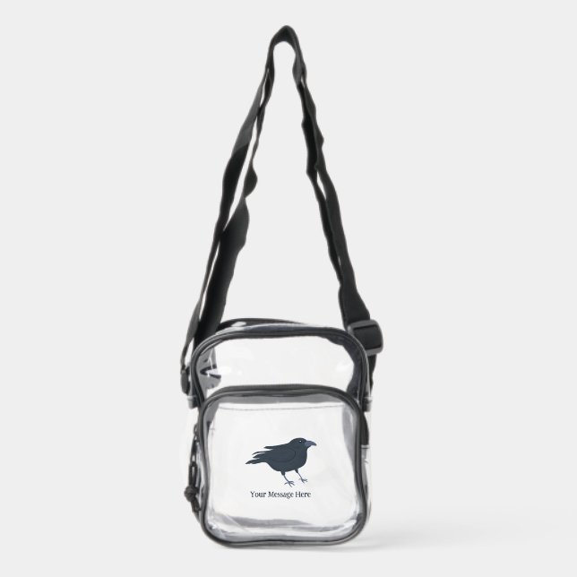 Black Crow Illustrations Custom Message Clear Crossbody Bag (Front)