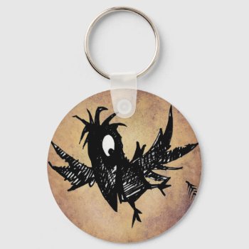 Black Crow Keychain by StrangeStore at Zazzle