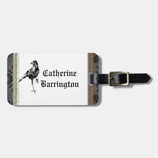 Black Crow Luggage Tag (Front Horizontal)