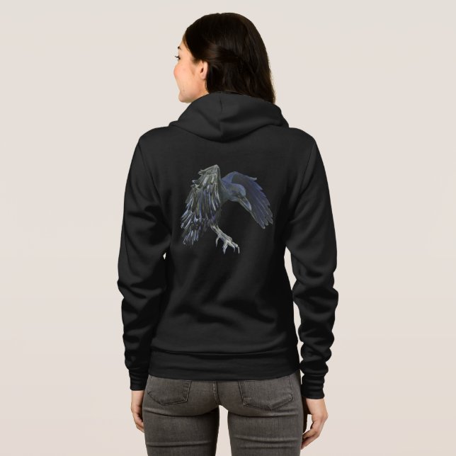 Black Crow Master of Time Illustration Black Hoodie (Back Full)