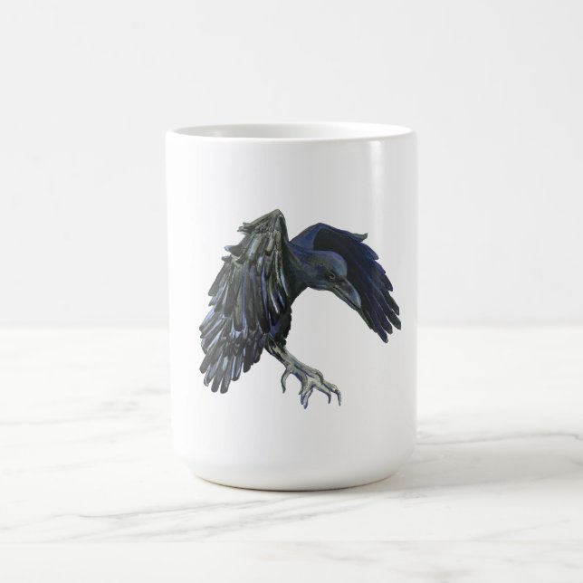 Black Crow Master of Time Illustration Coffee Mug (Center)