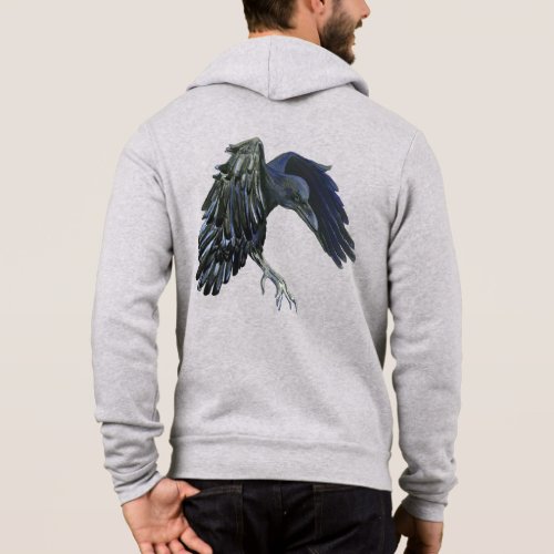 Black Crow Master of Time Illustration Light Gray Hoodie