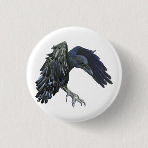 Black Crow Master of Time Illustration White Button