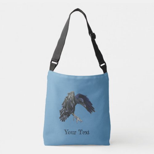 Black Crow Master of Time Personalized Sky Blue Crossbody Bag