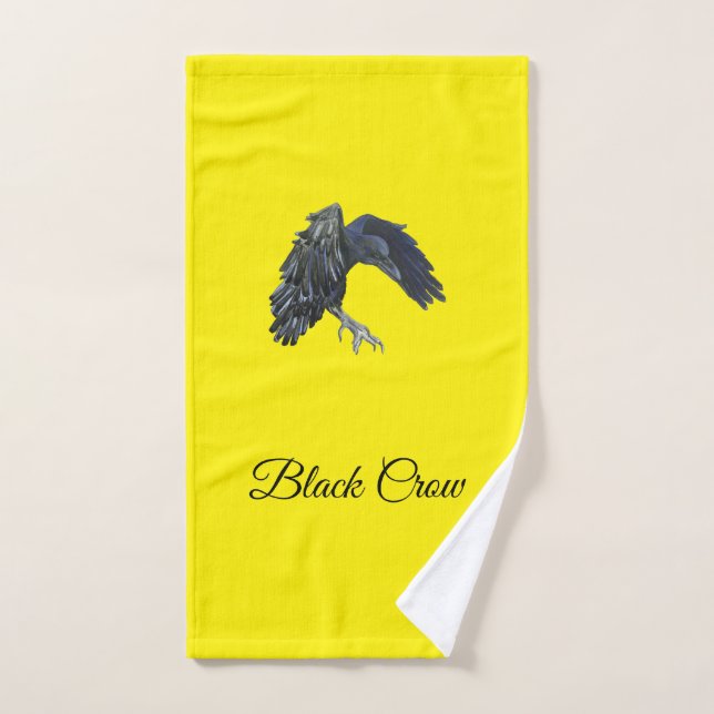 Black Crow Master of Time Personalized Yellow Hand Towel (Hand Towel)