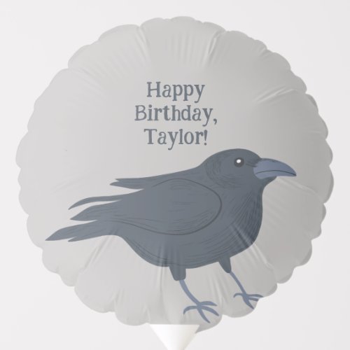 Black Crow on Gray Personalized Balloon