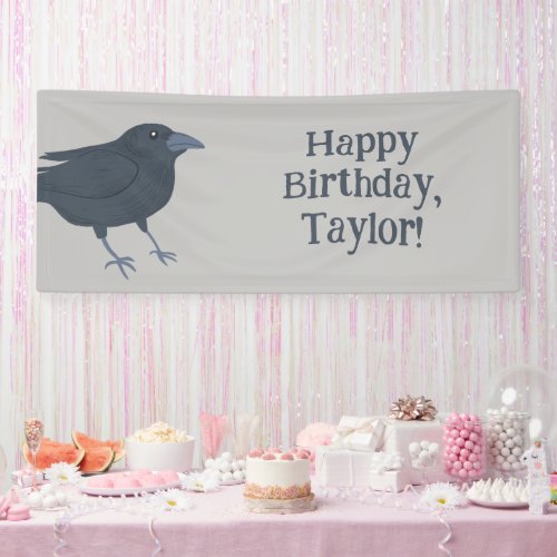 Black Crow on Gray Personalized Banner