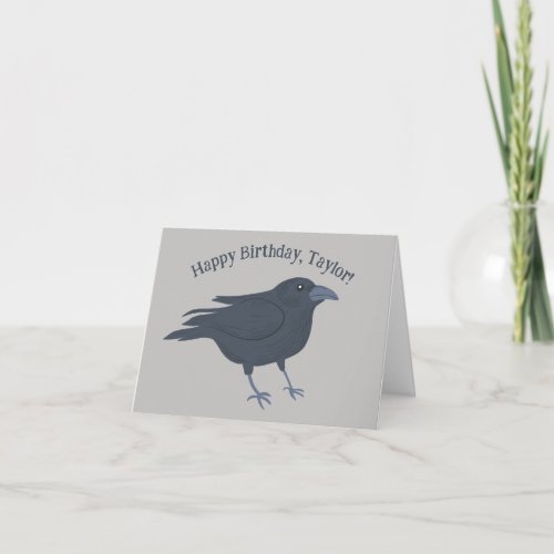 Black Crow on Gray Personalized Card