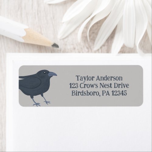 Black Crow on Gray Return Address Label