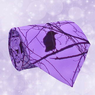 Black Crow Purple Sky Neck Tie