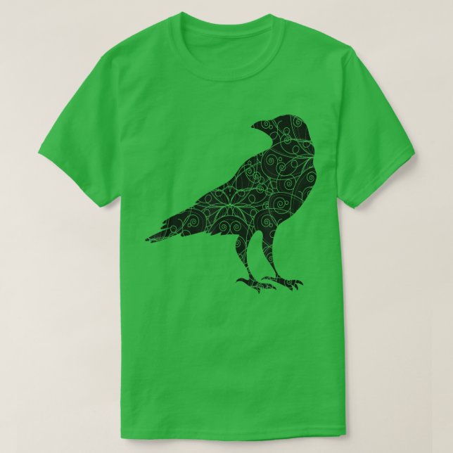 Black Crow Raven Bird Silhouette  T-Shirt (Design Front)